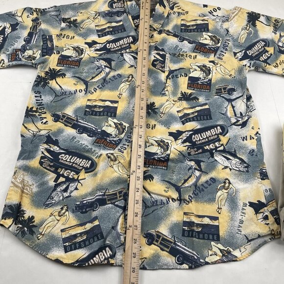 Columbia Button Up Shirt Men’s M Fish Pattern Short Sleeve Pocket Lot Of 3 - Picture 3 of 13